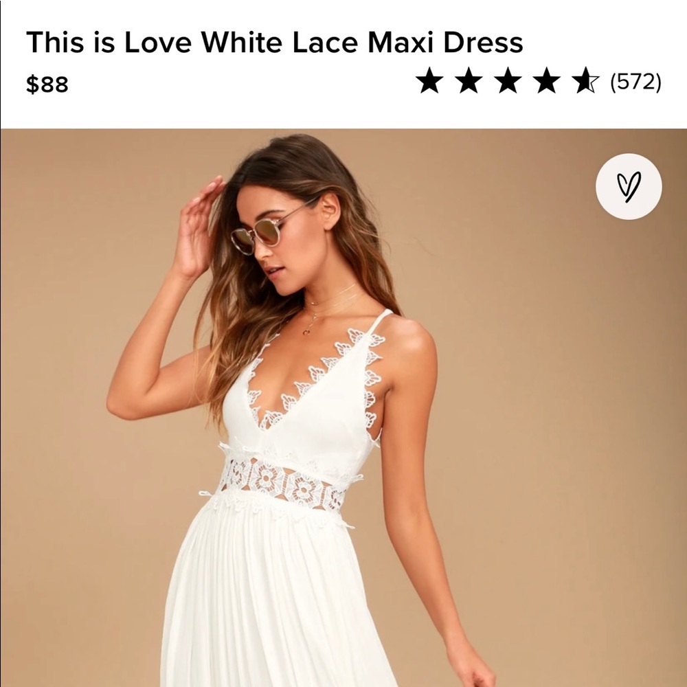 NWOT Lulus “This is Love” White Lace Maxi Dress